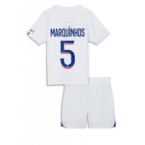 Fotbalové Dres Paris Saint-Germain Marquinhos #5 Dětské Alternativní 2022-23 Krátký Rukáv (+ trenýrky)